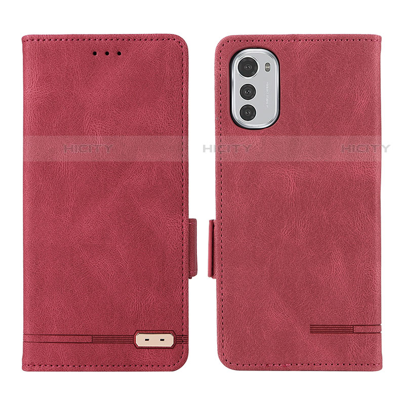 Custodia Portafoglio In Pelle Cover con Supporto L03Z per Motorola Moto E32 Rosso