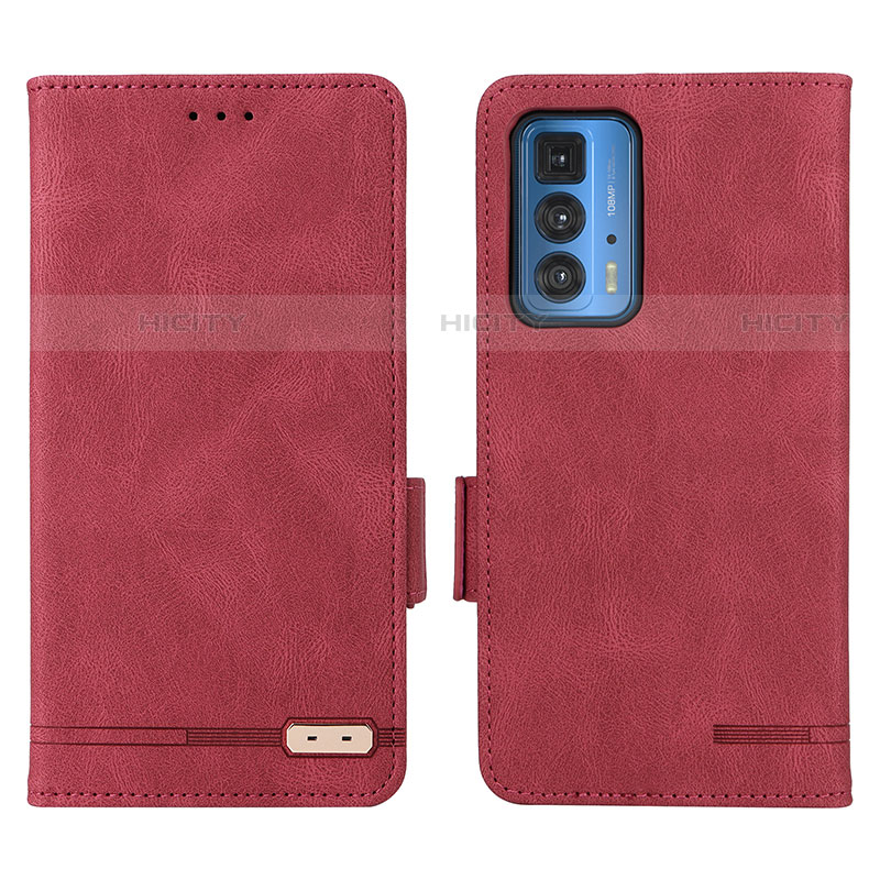 Custodia Portafoglio In Pelle Cover con Supporto L03Z per Motorola Moto Edge 20 Pro 5G Rosso