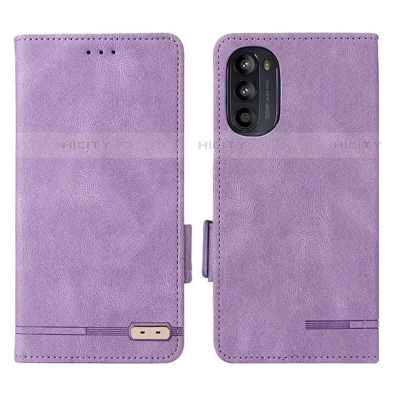 Custodia Portafoglio In Pelle Cover con Supporto L03Z per Motorola Moto Edge (2022) 5G Viola