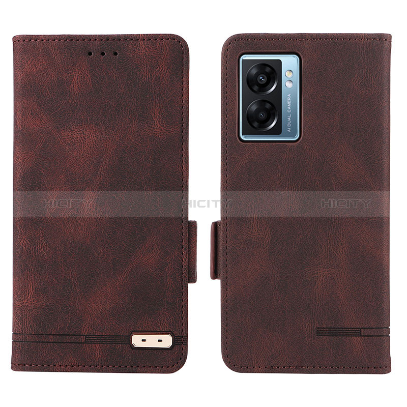 Custodia Portafoglio In Pelle Cover con Supporto L03Z per Oppo A56S 5G Marrone