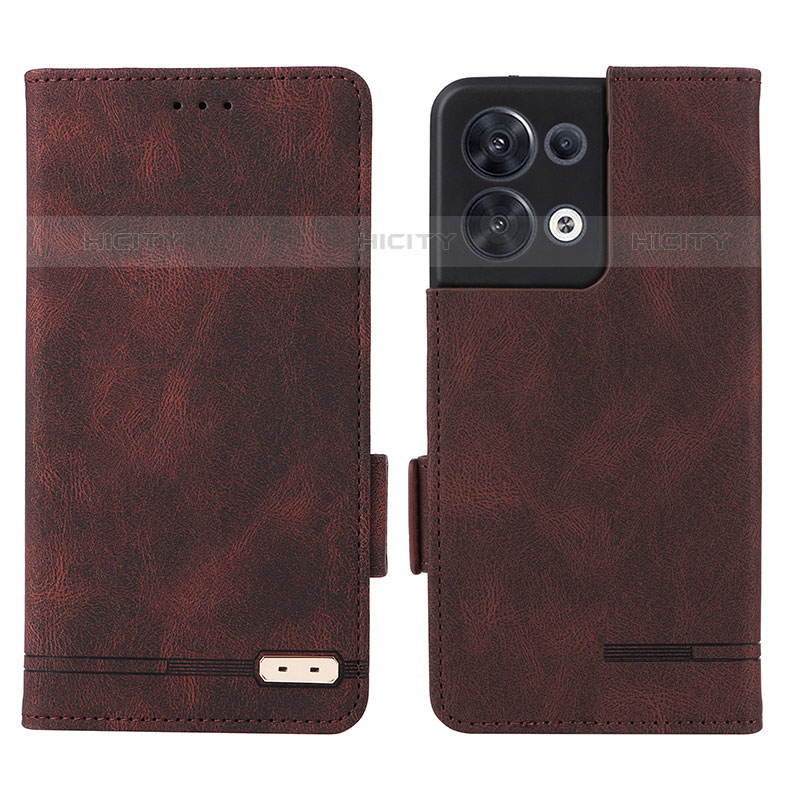 Custodia Portafoglio In Pelle Cover con Supporto L03Z per Oppo Reno9 Pro 5G Marrone