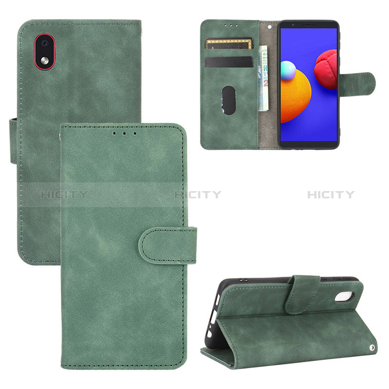 Custodia Portafoglio In Pelle Cover con Supporto L03Z per Samsung Galaxy A01 Core Verde