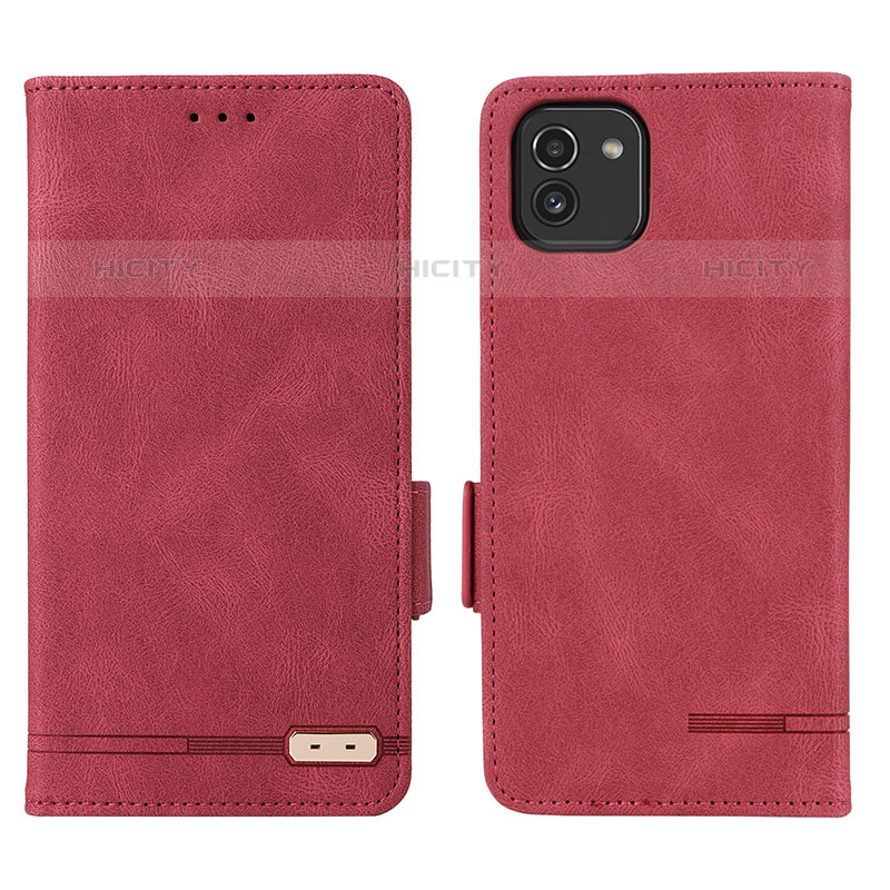 Custodia Portafoglio In Pelle Cover con Supporto L03Z per Samsung Galaxy A03 Rosso