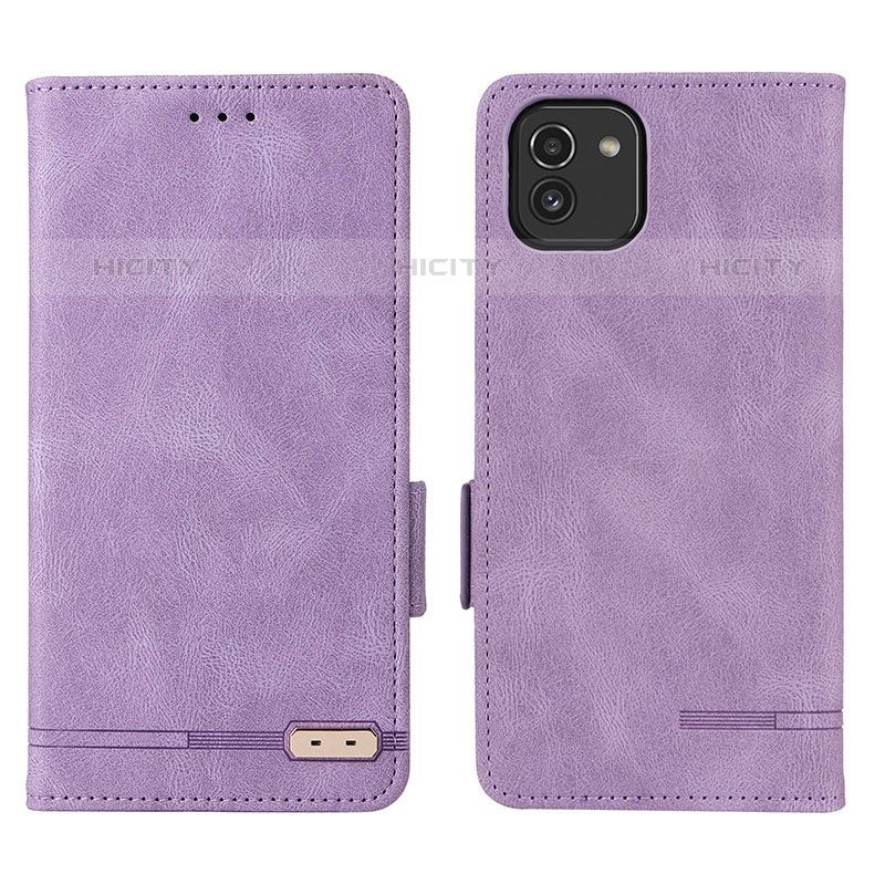 Custodia Portafoglio In Pelle Cover con Supporto L03Z per Samsung Galaxy A03 Viola