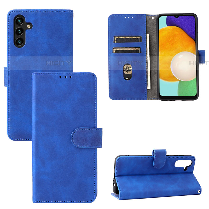 Custodia Portafoglio In Pelle Cover con Supporto L03Z per Samsung Galaxy A04s Blu