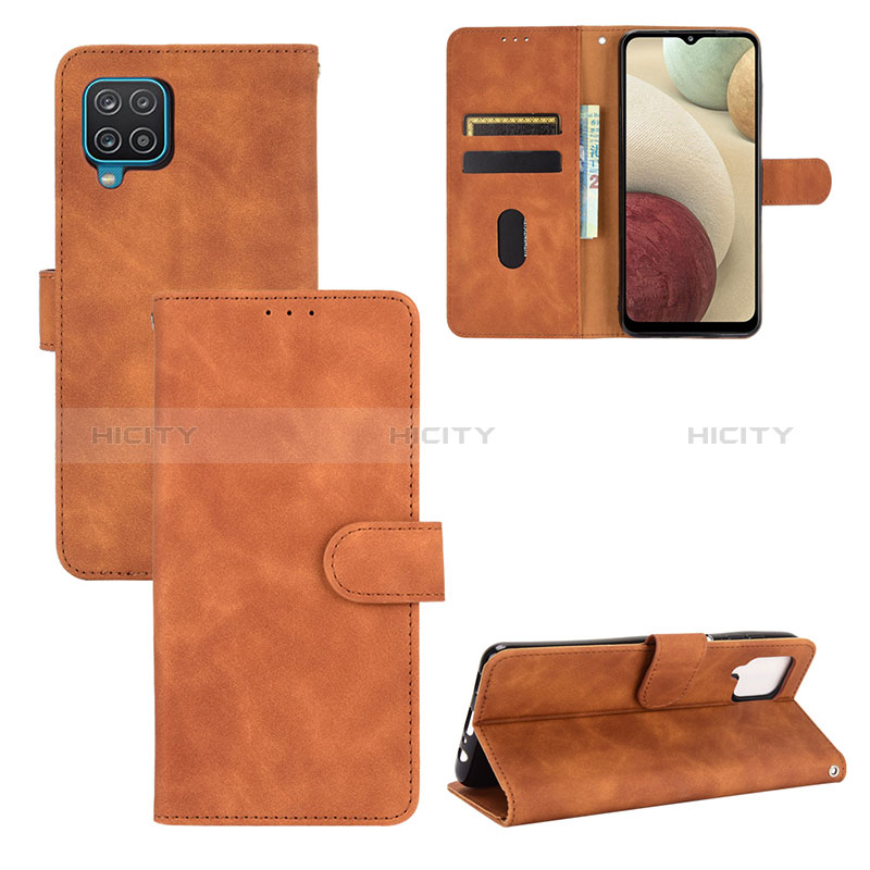 Custodia Portafoglio In Pelle Cover con Supporto L03Z per Samsung Galaxy A12 5G Marrone