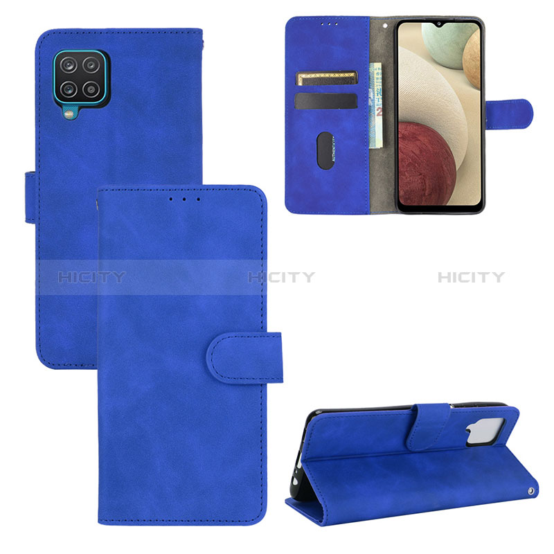 Custodia Portafoglio In Pelle Cover con Supporto L03Z per Samsung Galaxy A12 Nacho Blu