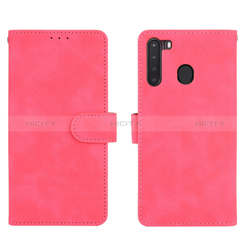 Custodia Portafoglio In Pelle Cover con Supporto L03Z per Samsung Galaxy A21 Rosa Caldo