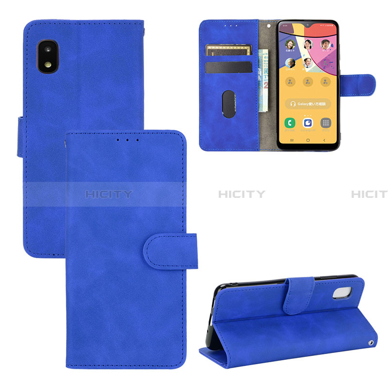 Custodia Portafoglio In Pelle Cover con Supporto L03Z per Samsung Galaxy A21 SC-42A Blu