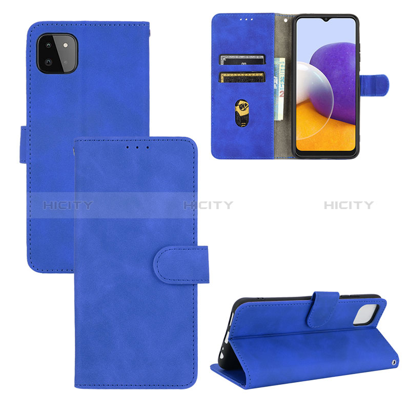 Custodia Portafoglio In Pelle Cover con Supporto L03Z per Samsung Galaxy A22s 5G Blu