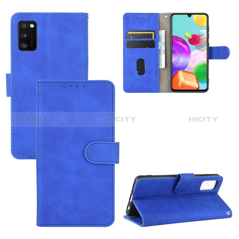 Custodia Portafoglio In Pelle Cover con Supporto L03Z per Samsung Galaxy A41 Blu