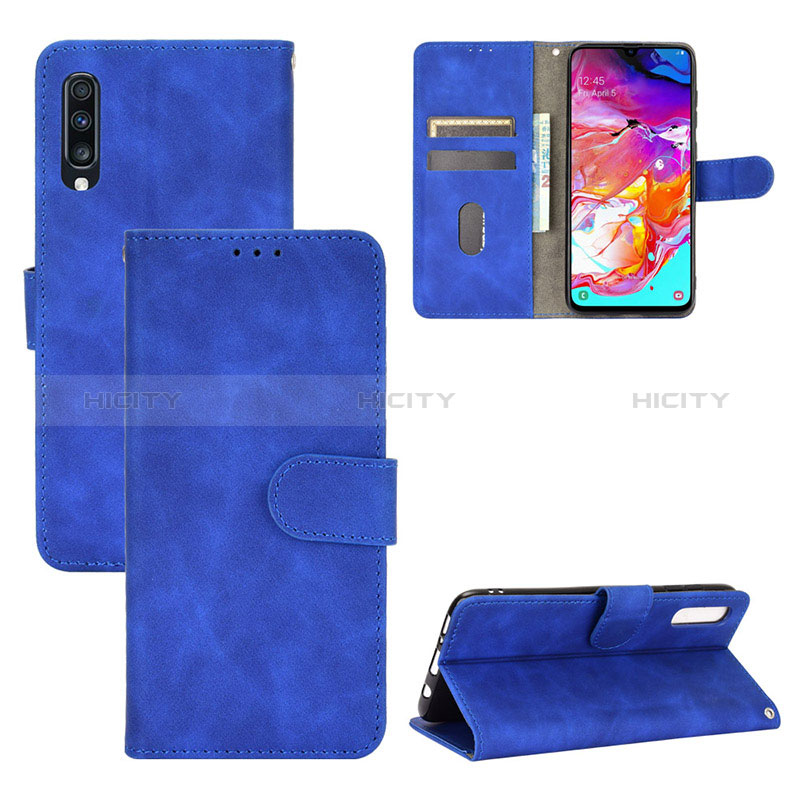 Custodia Portafoglio In Pelle Cover con Supporto L03Z per Samsung Galaxy A70 Blu