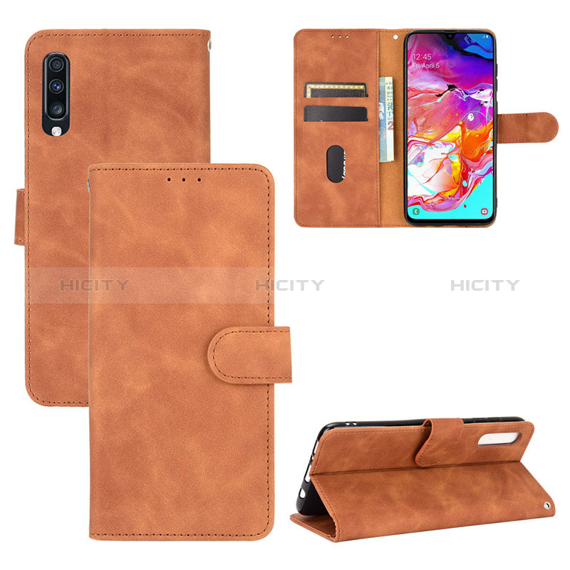 Custodia Portafoglio In Pelle Cover con Supporto L03Z per Samsung Galaxy A70 Marrone