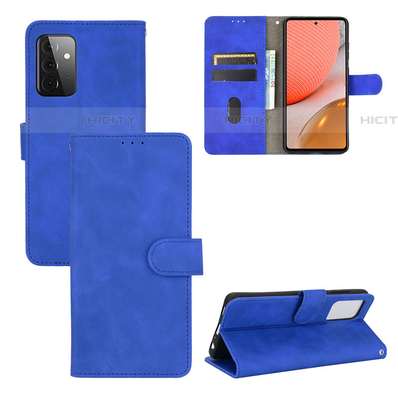 Custodia Portafoglio In Pelle Cover con Supporto L03Z per Samsung Galaxy A72 4G Blu