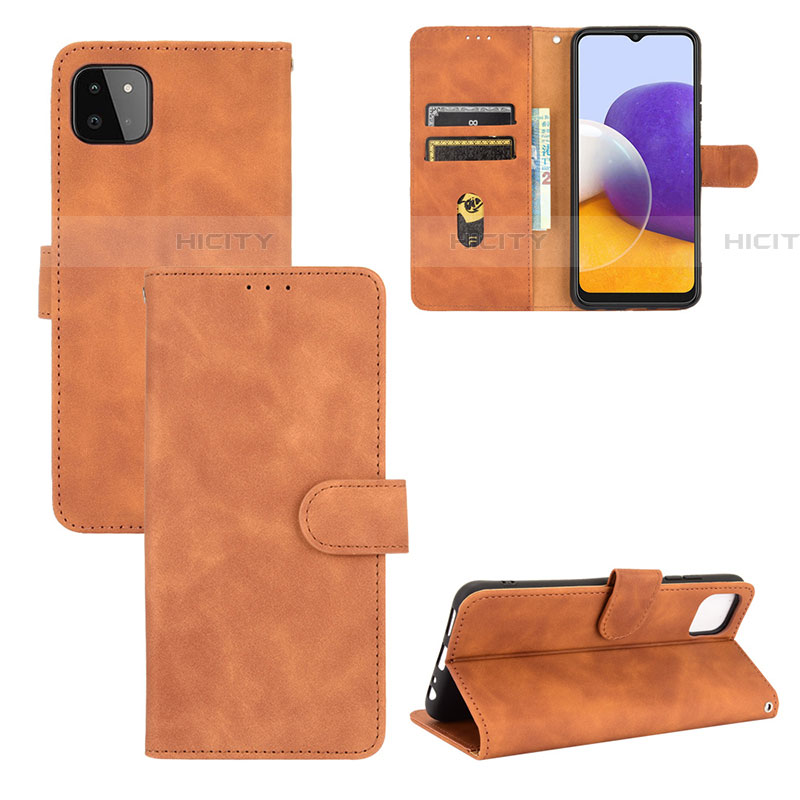 Custodia Portafoglio In Pelle Cover con Supporto L03Z per Samsung Galaxy F42 5G Marrone