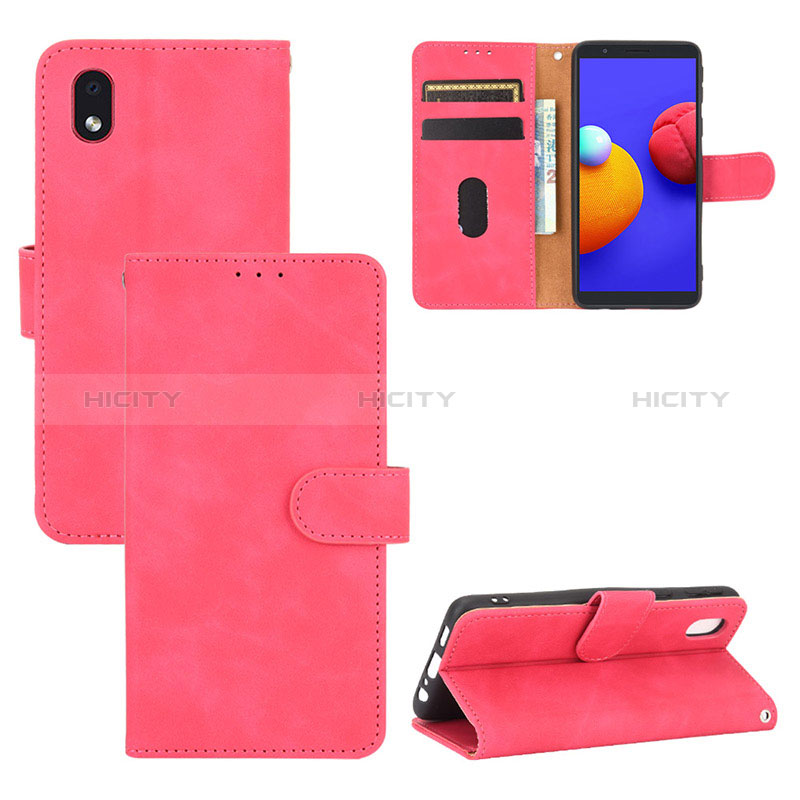 Custodia Portafoglio In Pelle Cover con Supporto L03Z per Samsung Galaxy M01 Core Rosa Caldo