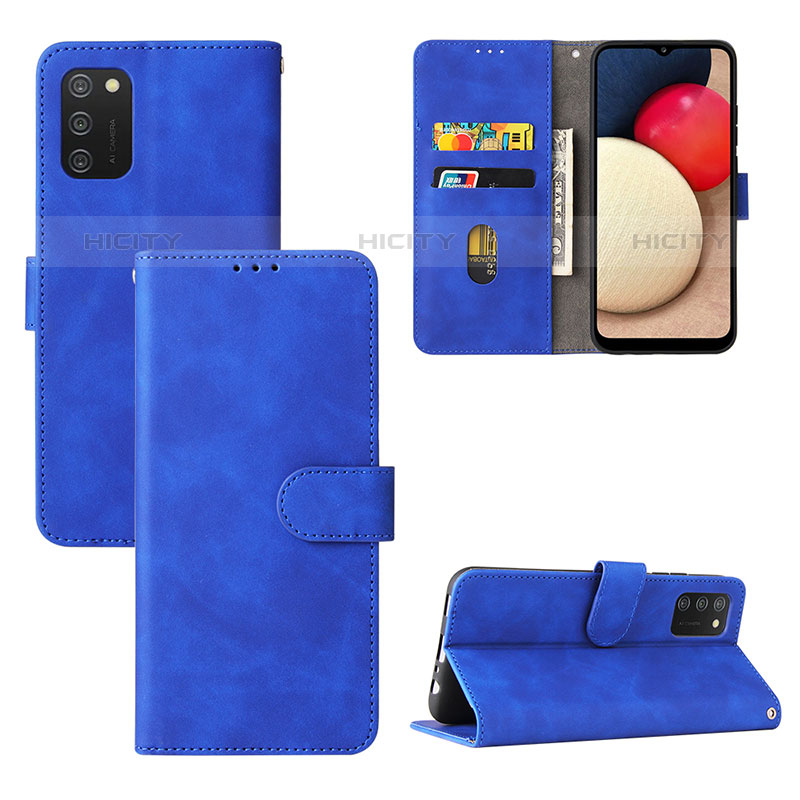 Custodia Portafoglio In Pelle Cover con Supporto L03Z per Samsung Galaxy M02s Blu