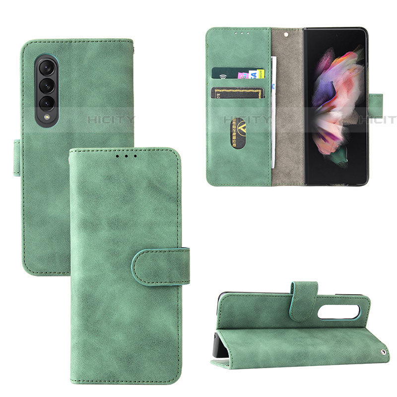 Custodia Portafoglio In Pelle Cover con Supporto L03Z per Samsung Galaxy Z Fold4 5G Verde