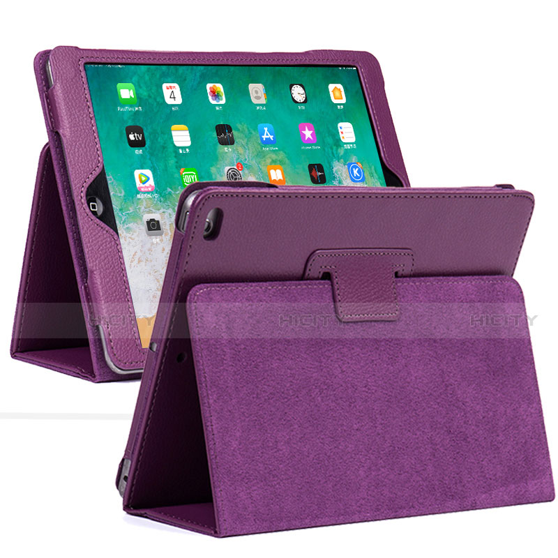 Custodia Portafoglio In Pelle Cover con Supporto L04 per Apple iPad 10.2 (2019) Viola