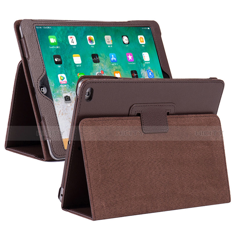 Custodia Portafoglio In Pelle Cover con Supporto L04 per Apple iPad 10.2 (2020) Marrone