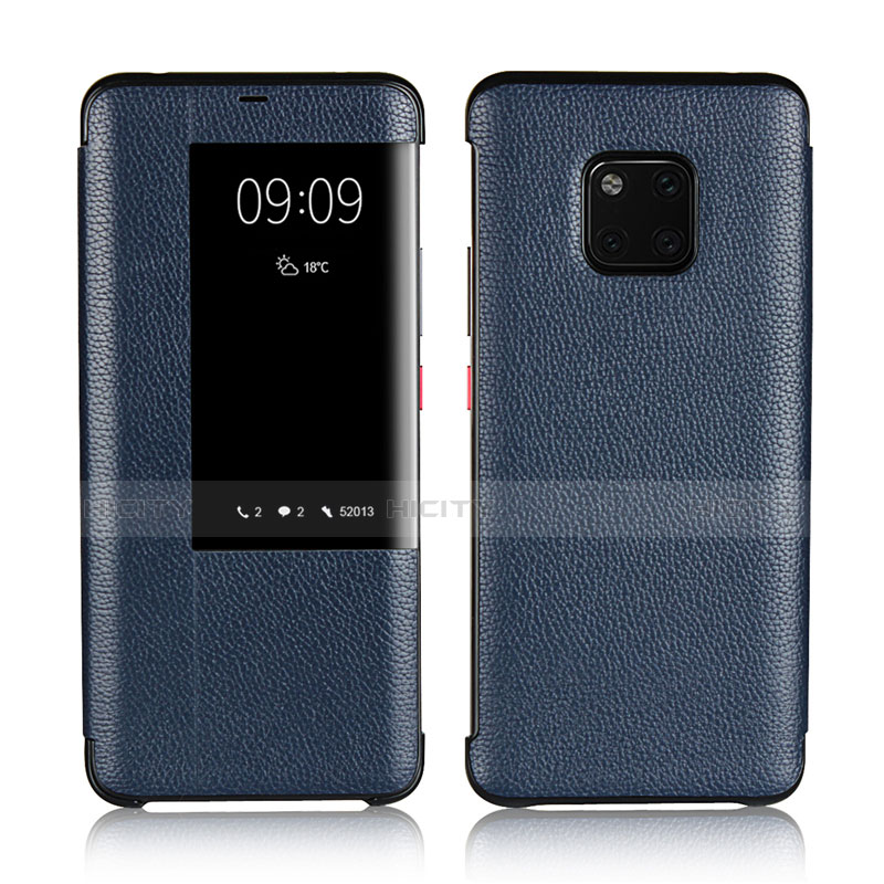 Custodia Portafoglio In Pelle Cover con Supporto L04 per Huawei Mate 20 Pro Blu