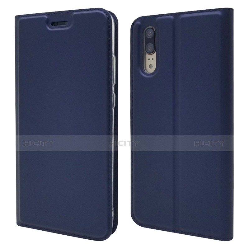 Custodia Portafoglio In Pelle Cover con Supporto L04 per Huawei P20 Blu