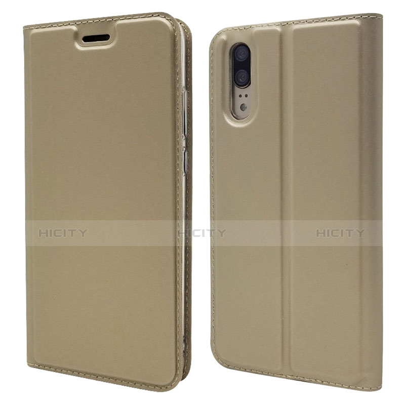 Custodia Portafoglio In Pelle Cover con Supporto L04 per Huawei P20 Oro