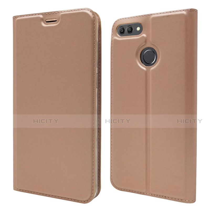 Custodia Portafoglio In Pelle Cover con Supporto L04 per Huawei Y9 (2018) Oro Rosa