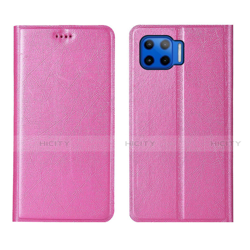 Custodia Portafoglio In Pelle Cover con Supporto L04 per Motorola Moto One 5G Rosa