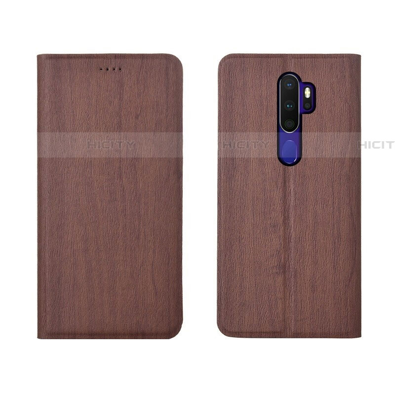 Custodia Portafoglio In Pelle Cover con Supporto L04 per Oppo A11 Marrone