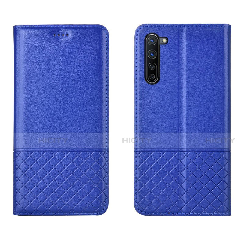 Custodia Portafoglio In Pelle Cover con Supporto L04 per Oppo F15 Blu