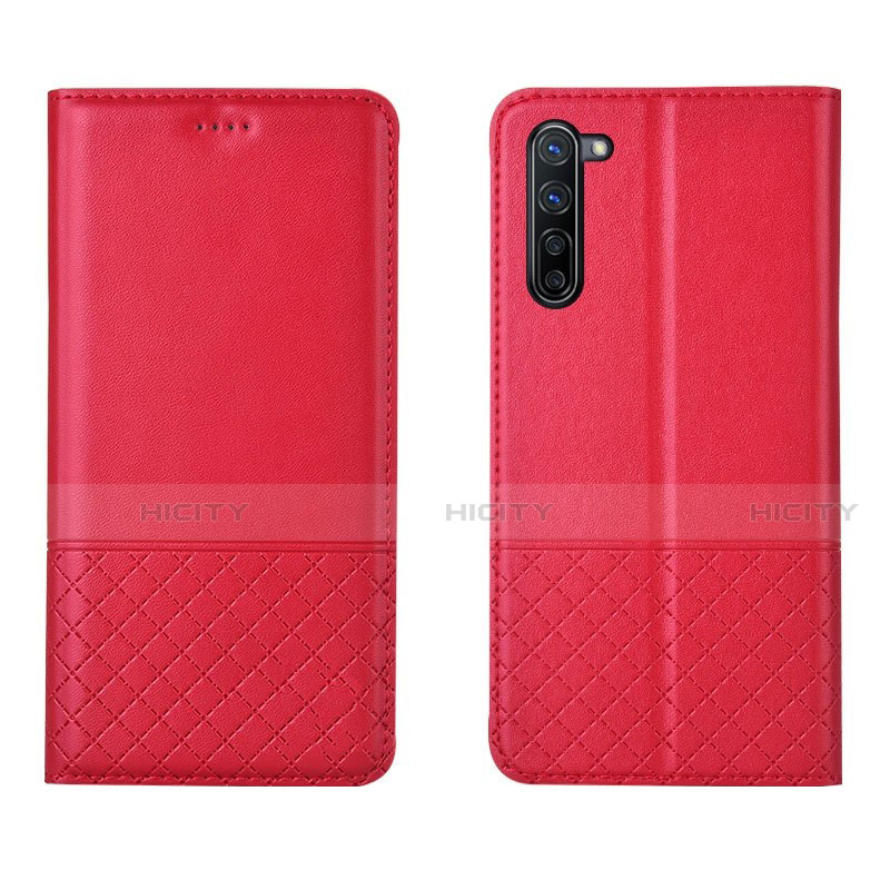 Custodia Portafoglio In Pelle Cover con Supporto L04 per Oppo F15 Rosso