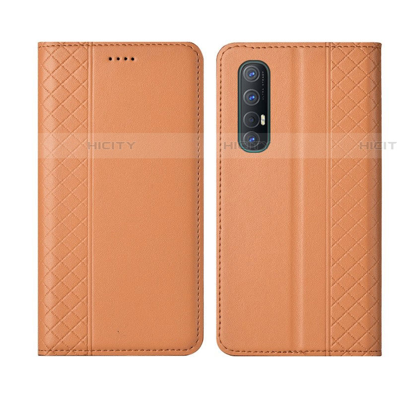 Custodia Portafoglio In Pelle Cover con Supporto L04 per Oppo Reno3 Pro Arancione