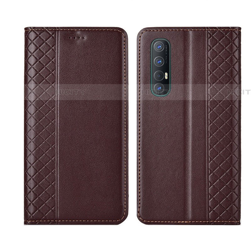 Custodia Portafoglio In Pelle Cover con Supporto L04 per Oppo Reno3 Pro Marrone