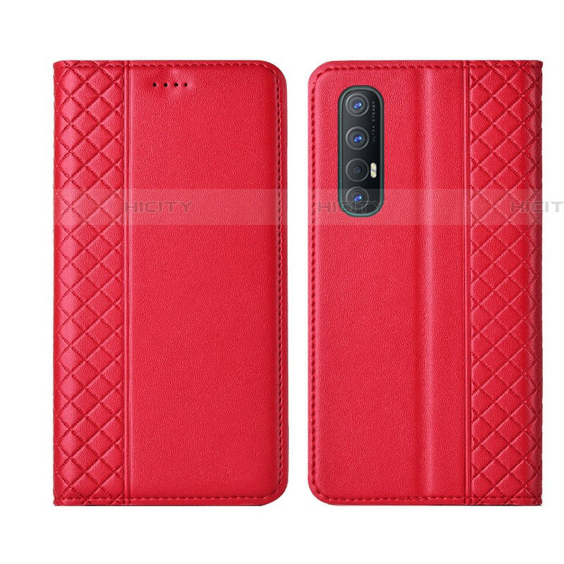 Custodia Portafoglio In Pelle Cover con Supporto L04 per Oppo Reno3 Pro Rosso