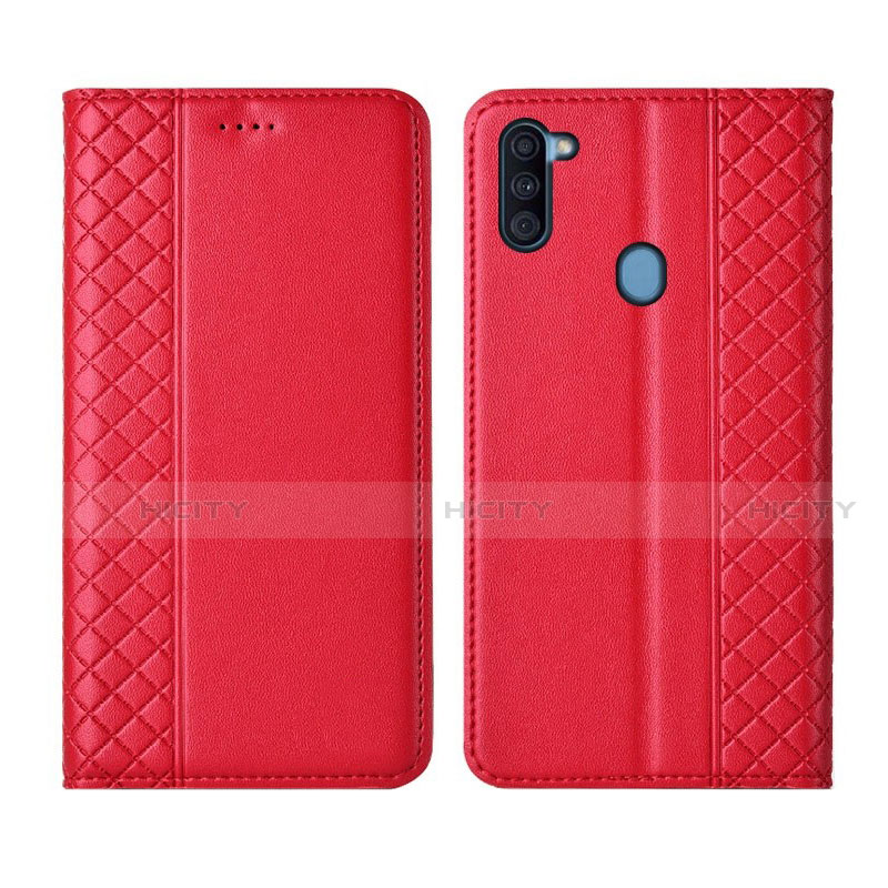 Custodia Portafoglio In Pelle Cover con Supporto L04 per Samsung Galaxy A11 Rosso