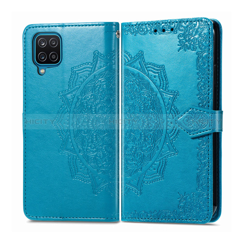 Custodia Portafoglio In Pelle Cover con Supporto L04 per Samsung Galaxy A12 5G Cielo Blu