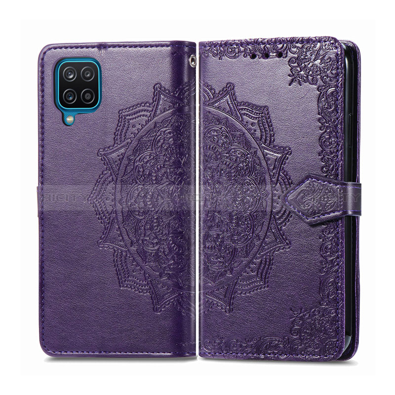 Custodia Portafoglio In Pelle Cover con Supporto L04 per Samsung Galaxy A12 5G Viola