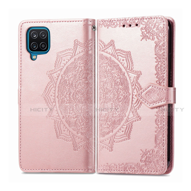 Custodia Portafoglio In Pelle Cover con Supporto L04 per Samsung Galaxy A12 Oro Rosa