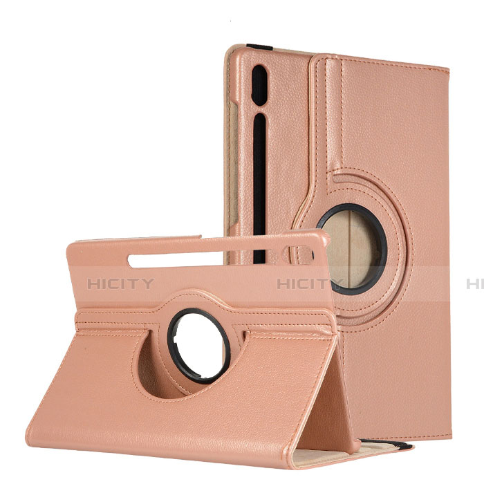 Custodia Portafoglio In Pelle Cover con Supporto L04 per Samsung Galaxy Tab S6 10.5 SM-T860 Oro Rosa