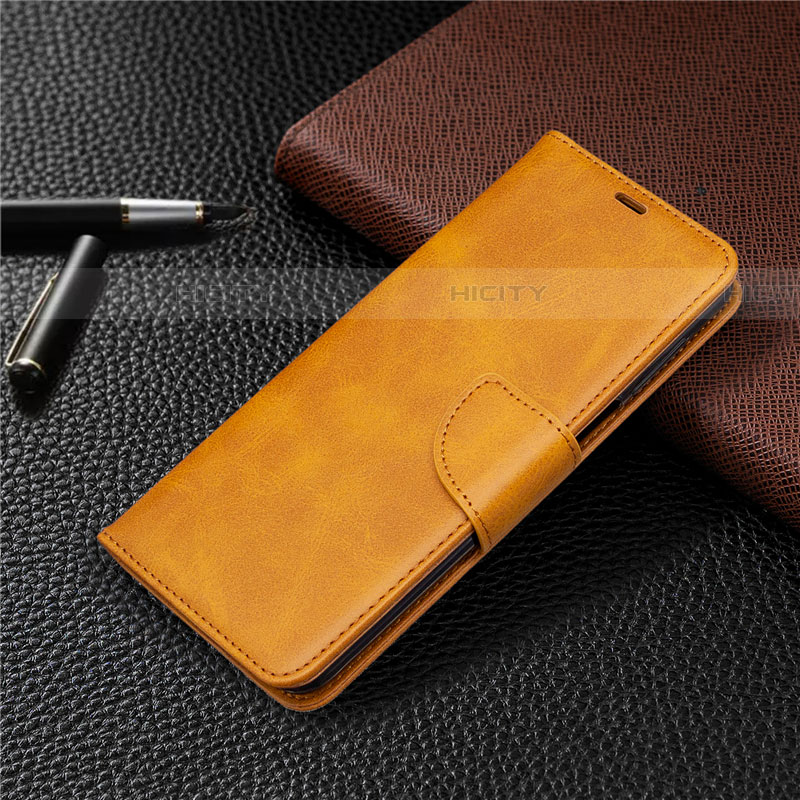 Custodia Portafoglio In Pelle Cover con Supporto L04 per Xiaomi Redmi Note 9S Arancione