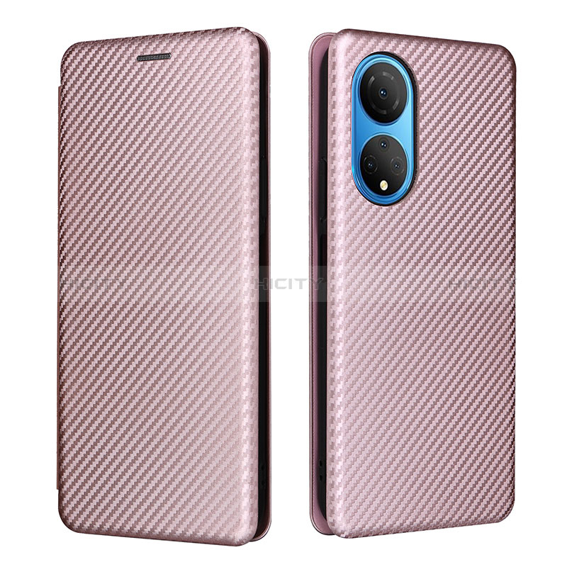 Custodia Portafoglio In Pelle Cover con Supporto L04Z per Huawei Honor X7 Oro Rosa