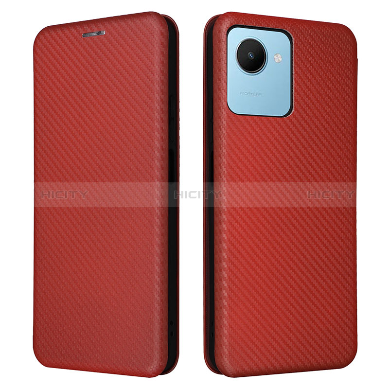 Custodia Portafoglio In Pelle Cover con Supporto L04Z per Realme C30s Marrone