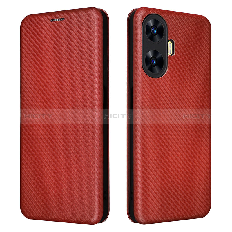 Custodia Portafoglio In Pelle Cover con Supporto L04Z per Realme Narzo N55 Marrone