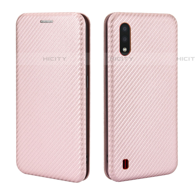 Custodia Portafoglio In Pelle Cover con Supporto L04Z per Samsung Galaxy A01 SM-A015 Oro Rosa