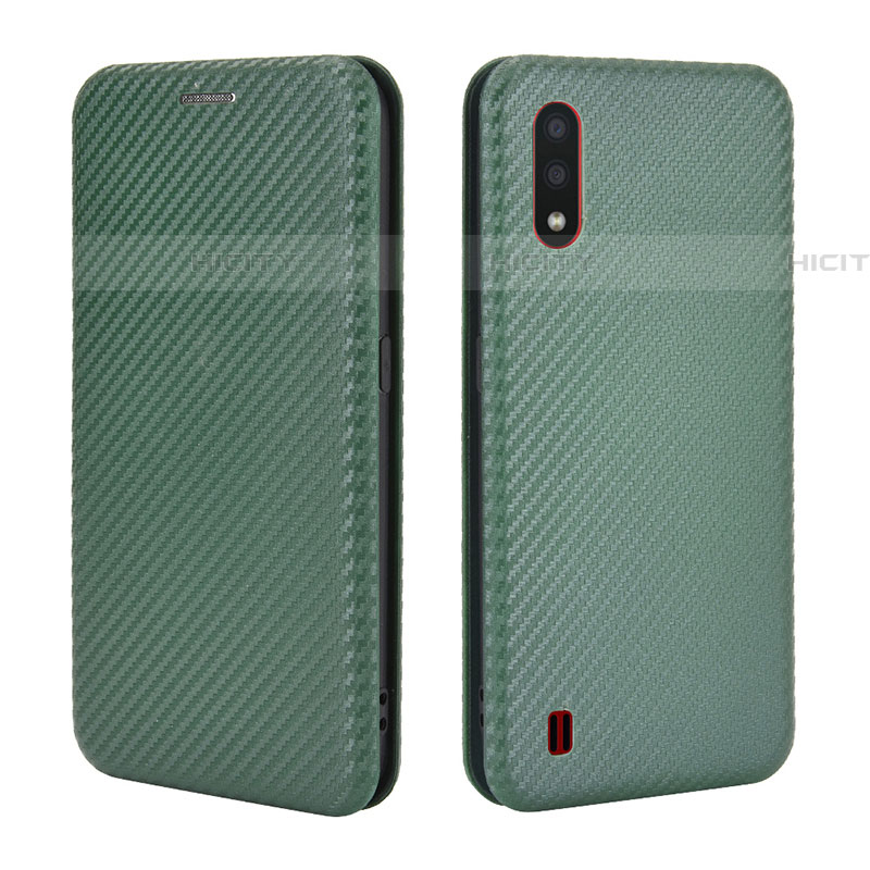 Custodia Portafoglio In Pelle Cover con Supporto L04Z per Samsung Galaxy A01 SM-A015 Verde