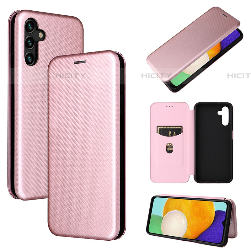 Custodia Portafoglio In Pelle Cover con Supporto L04Z per Samsung Galaxy A04s Oro Rosa