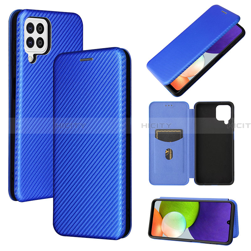 Custodia Portafoglio In Pelle Cover con Supporto L04Z per Samsung Galaxy A22 4G Blu