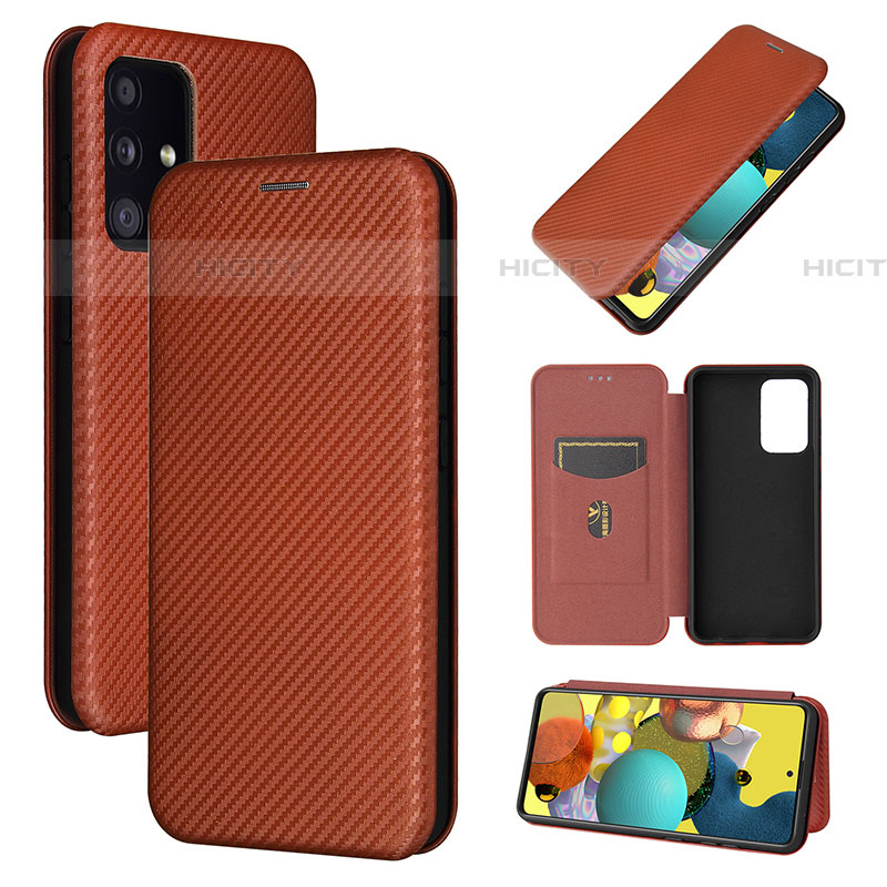 Custodia Portafoglio In Pelle Cover con Supporto L04Z per Samsung Galaxy A52 4G Marrone