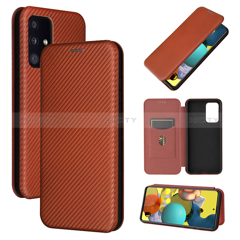 Custodia Portafoglio In Pelle Cover con Supporto L04Z per Samsung Galaxy A52s 5G Marrone